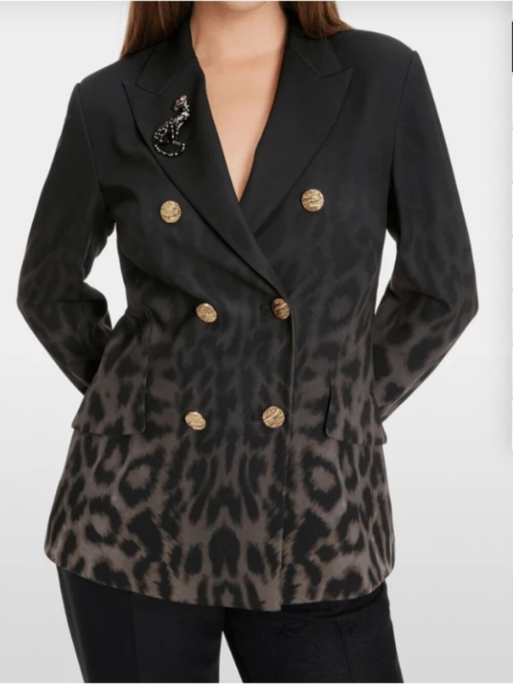 Marc Cain Glam Women's US 10 Double Breasted Leopard Print Blazer